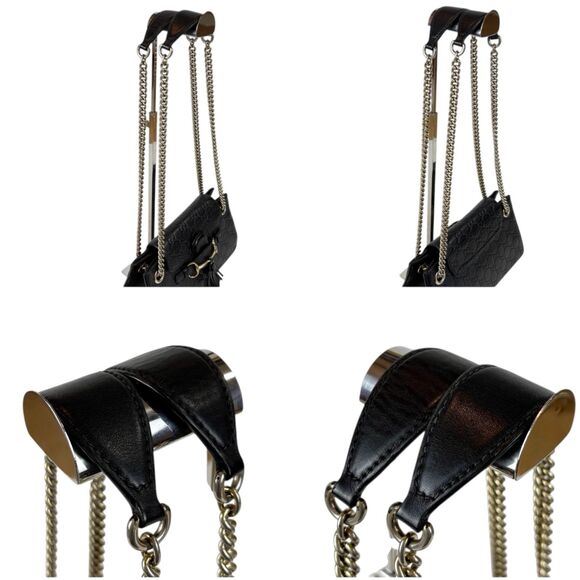 Gucci Chain Mini Shoulder Bag Emily Shima Leather Black 2way Tassel - Picture 6 of 12
